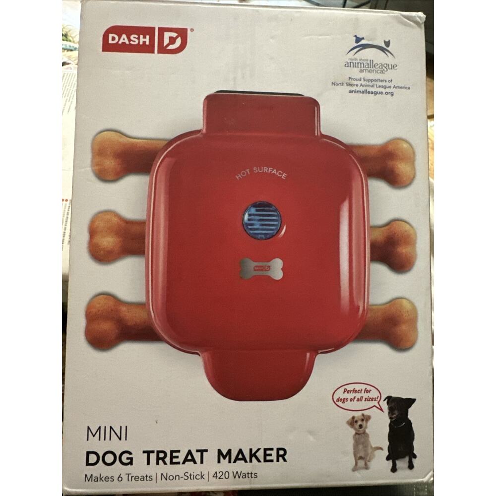 Dash Mini Dog Treat Maker - Makes 6 Treats, Nonstick - Red NEW‎